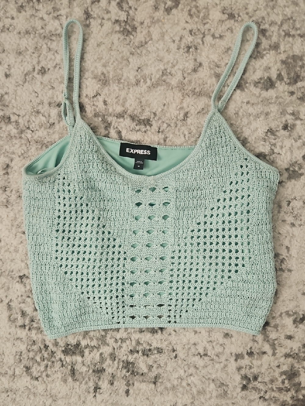 Express Crochet Crop Tank Top - Mint Green